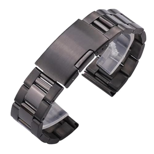 LQXHZ 18 20 22 24mm Uhrenarmband Aus Massivem Edelstahl Armband Silber Gold Schwarz Gerades Ende Uhrenarmbänder Uhren Zubehör(Black,18mm) von LQXHZ