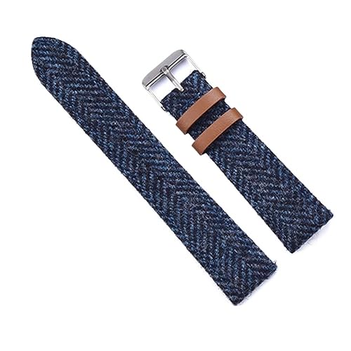 LQXHZ 18mm 20mm 22mm Vintage Echtleder Uhrenarmband Ersatzarmband For Männer Frauen Schnellverschluss Armband Weave Strap (Color : Blue, Size : 22mm) von LQXHZ