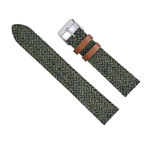 LQXHZ 18mm 20mm 22mm Vintage Echtleder Uhrenarmband Ersatzarmband For Männer Frauen Schnellverschluss Armband Weave Strap (Color : Green, Size : 20mm) von LQXHZ