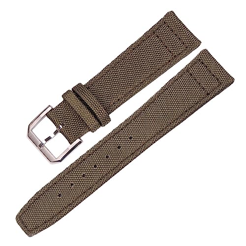 LQXHZ 20 mm, 21 mm, 22 mm, Nylon + Uhrenarmbänder aus echtem Leder, für Männer und Frauen, Grün, Schwarz, hochwertiges Uhrenarmband mit Dornschließe aus Silber, 21mm, Achat von LQXHZ