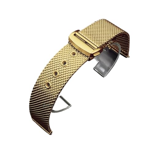 LQXHZ 20mm 22mm Mesh Edelstahl Uhrenarmband Kompatibel Mit Omega 007 For Seamaster 300 Armband Faltschließe Herren Business Stahl Metallarmband (Color : Gold, Size : 20mm) von LQXHZ