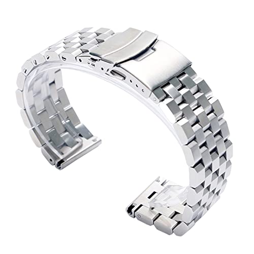 LQXHZ 22 mm, 20 mm, Silber, Schwarz, Edelstahl, massiv, Uhrenarmband, Faltschließe, 22mm, Achat von LQXHZ