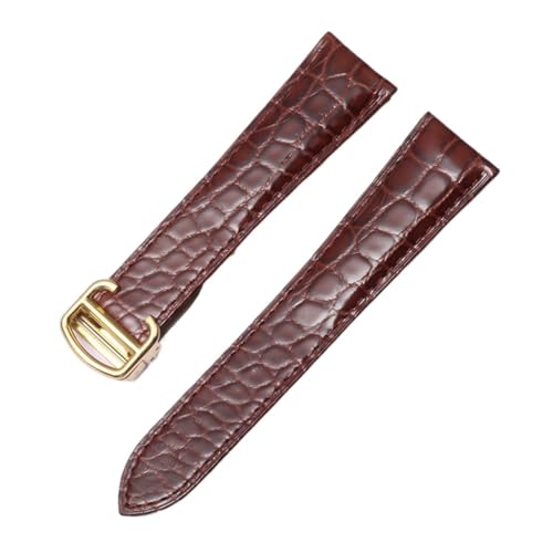 LQXHZ Armband Aus Alligatorleder, Kompatibel Mit Cartier Solo Tank London, Echtes Leder, Schwarz, Braun, Uhrenarmband For Herren Und Damen, 16 18 20 22 24 Mm (Color : Brown-gold, Size : 17mm) von LQXHZ