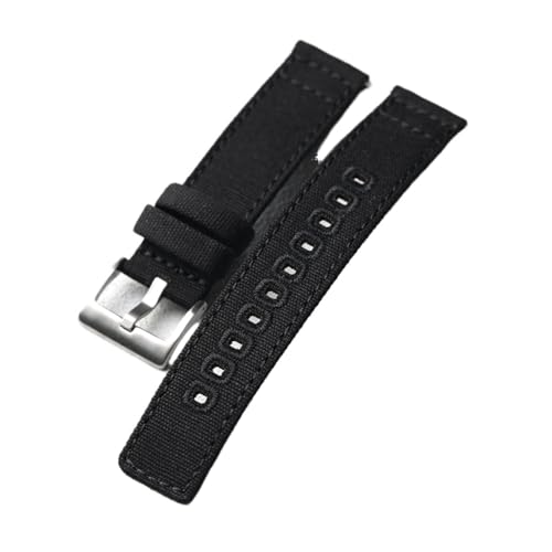 LQXHZ Doppellagiges, Verdicktes Canvas-Armband 20 Mm 22 Mm, Schwarz-grün, Schnellverschluss, Weich, Verschleißfest Und Langlebig(Brack,20mm) von LQXHZ