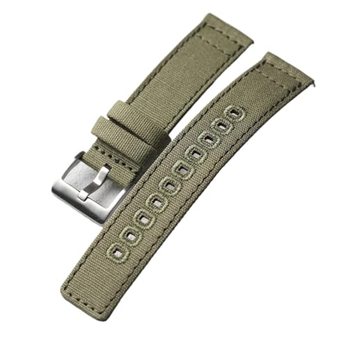 LQXHZ Doppellagiges, Verdicktes Canvas-Armband 20 Mm 22 Mm, Schwarz-grün, Schnellverschluss, Weich, Verschleißfest Und Langlebig(Green,20mm) von LQXHZ