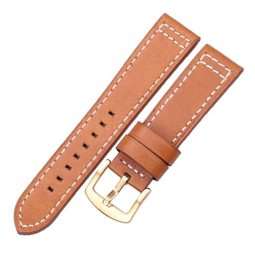 LQXHZ Echtes Leder Uhrenarmbänder Armband Schwarz Blau Grau Braun Rindsleder Uhrenarmband For 18 20mm 22mm 24mm(Brown gold buckle,18mm) von LQXHZ