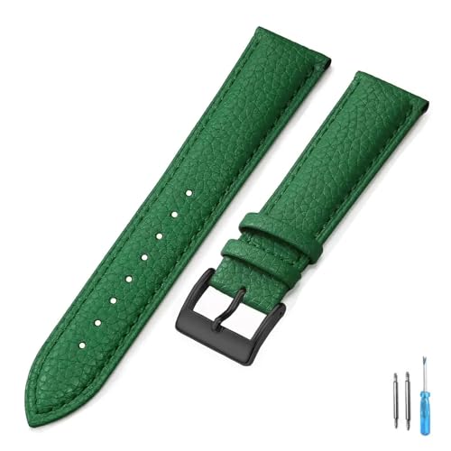 LQXHZ Echtes Leder Uhrenarmband 16mm 18mm 20mm 22mm Gurt For Mann Frauen Handgelenk Uhrenarmband(Green-BK,18mm) von LQXHZ