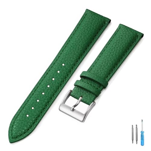LQXHZ Echtes Leder Uhrenarmband 16mm 18mm 20mm 22mm Gurt For Mann Frauen Handgelenk Uhrenarmband(Green-S,16mm) von LQXHZ