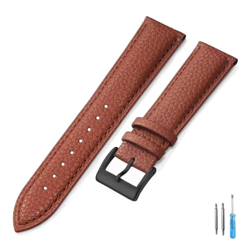 LQXHZ Echtes Leder Uhrenarmband 16mm 18mm 20mm 22mm Gurt For Mann Frauen Handgelenk Uhrenarmband(LightBrown-BK,16mm) von LQXHZ