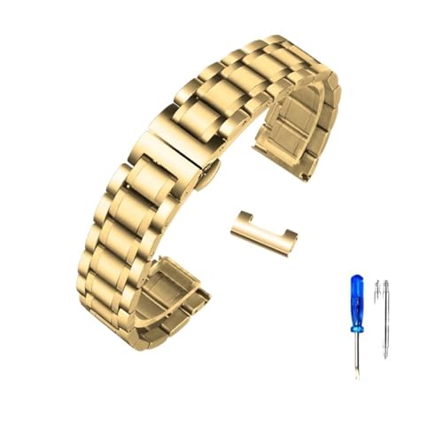 LQXHZ Edelstahl-Armband Mit Gebogenem Ende, Kompatibel Mit Tissot 1853 T035 14/16/17/18/22/24 Mm Uhrenarmband Damen Herren Armband (Color : Gold-Flat, Size : 16mm) von LQXHZ