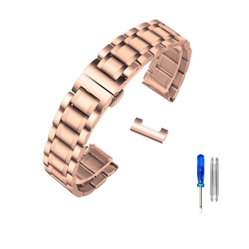 LQXHZ Edelstahl-Armband Mit Gebogenem Ende, Kompatibel Mit Tissot 1853 T035 14/16/17/18/22/24 Mm Uhrenarmband Damen Herren Armband (Color : Rose Gold-Flat, Size : 14mm) von LQXHZ