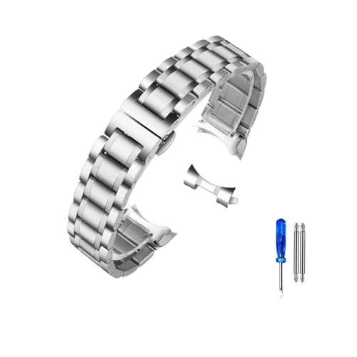 LQXHZ Edelstahl-Armband Mit Gebogenem Ende, Kompatibel Mit Tissot 1853 T035 14/16/17/18/22/24 Mm Uhrenarmband Damen Herren Armband (Color : Silvery-Curved, Size : 14mm) von LQXHZ