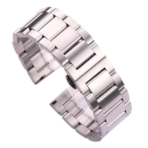 LQXHZ Edelstahl-Uhrenarmband 18 20 21 22 23 24 Mm Damen Herren Massivmetall-Armband Ersatzarmband Zubehör(All brushed,18mm) von LQXHZ
