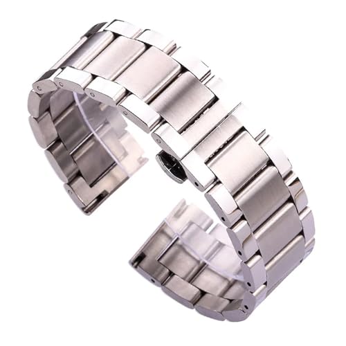 LQXHZ Edelstahl-Uhrenarmband 18 20 21 22 23 24 Mm Damen Herren Massivmetall-Armband Ersatzarmband Zubehör(Middle brushed,23mm) von LQXHZ