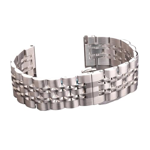 LQXHZ Edelstahl Uhrenarmband Armband Damen Herren 20mm 22mm Armband Massives Metall Silber Gold Armband Zubehör (Color : Silver, Size : 22mm) von LQXHZ