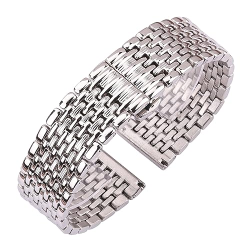 LQXHZ Edelstahl-Uhrenarmband For Damen Und Herren, 16 Mm, 18 Mm, 20 Mm, 22 Mm, Silberfarbenes Armband Mit Geradem Ende, Uhrenzubehör (Color : Silver, Size : 22mm) von LQXHZ