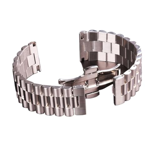 LQXHZ Edelstahlarmband 22mm 21mm 20mm 18mm 16mm Massive Metalluhr Herren Damen Silber Uhrenarmbänder Zubehör (Color : Silver, Size : 18mm) von LQXHZ