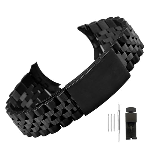 LQXHZ Edelstahlband Kompatibel Mit Rolex Datejust-Armband, Luxus-Uhrenarmband Mit Gebogenem Ende, Herren- Und Damenarmband, 13,17,18,19,20,21,22 Mm (Color : Black, Size : 13mm) von LQXHZ