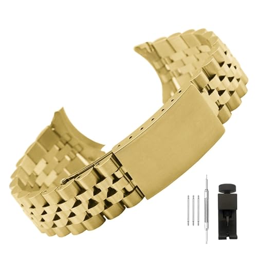 LQXHZ Edelstahlband Kompatibel Mit Rolex Datejust-Armband, Luxus-Uhrenarmband Mit Gebogenem Ende, Herren- Und Damenarmband, 13,17,18,19,20,21,22 Mm (Color : Gold, Size : 13mm) von LQXHZ