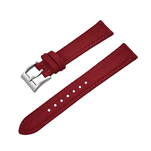 LQXHZ Gemischtes Leder-Nylon-Uhrenarmband 18 Mm 20 Mm 22 Mm Schnellverschluss-Leder-Uhrenarmbänder(Red,18mm) von LQXHZ