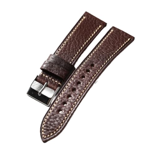 LQXHZ Handgemachtes Rindslederarmband 18MM 20MM 22MM, Italienisches Rindsleder Blau Schwarz Braun Vintage Herren Uhrenarmband(B Silver buckle,20mm) von LQXHZ