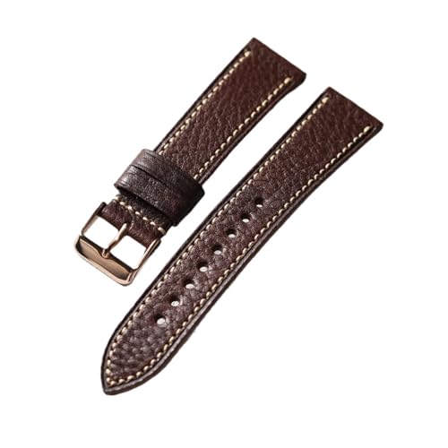 LQXHZ Handgemachtes Rindslederarmband 18MM 20MM 22MM, Italienisches Rindsleder Blau Schwarz Braun Vintage Herren Uhrenarmband(B rose gold,18mm) von LQXHZ