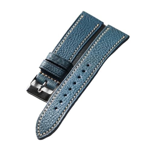 LQXHZ Handgemachtes Rindslederarmband 18MM 20MM 22MM, Italienisches Rindsleder Blau Schwarz Braun Vintage Herren Uhrenarmband(C Silver buckle,22mm) von LQXHZ