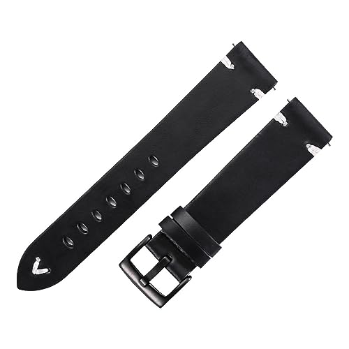 LQXHZ Leder-Uhrenarmband Retro 18mm 20mm 22mm Ölwachs-Leder-Uhrenarmband Italienisches Schnellverschluss-braunes Rindsleder-Uhrenarmband Handgefertigt (Color : Black-black buckle, Size : 21mm) von LQXHZ