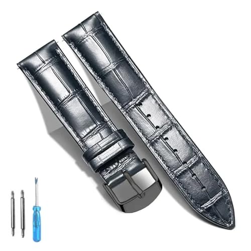 LQXHZ Lederarmband For Uhren, Echtes Kalbsleder, Ersatzarmband, 18 Mm, 20 Mm, 22 Mm, 24 Mm(Black Black,22mm) von LQXHZ