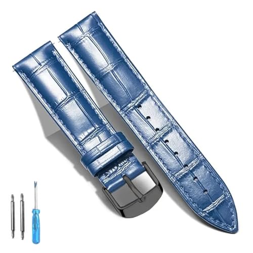 LQXHZ Lederarmband For Uhren, Echtes Kalbsleder, Ersatzarmband, 18 Mm, 20 Mm, 22 Mm, 24 Mm(Blue Black,16mm) von LQXHZ