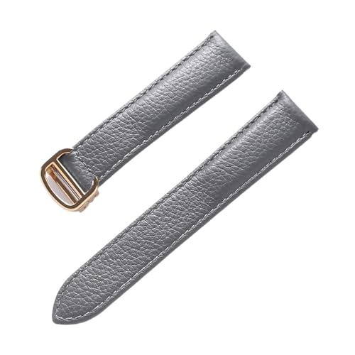 LQXHZ Lederarmband Lychee-Muster, Weiches Leder-Uhrenarmband, Ersatz, Kompatibel Mit Cartier Tank Herren- Und Damenarmband(Color:Grey gold buckle,Size:14mm) von LQXHZ