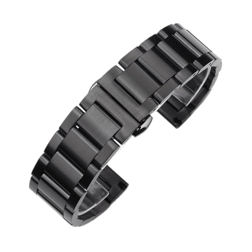 LQXHZ Massives Edelstahl-Armband 18 mm 20 mm 22 mm 24 mm Faltschließe mit Faltschließe for Herren aus Metall, Ersatzarmband, Uhrenarmband(Black matte,20mm) von LQXHZ