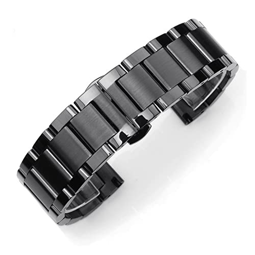 LQXHZ Massives Edelstahl-Uhrenarmband, 18 mm, 20 mm, 22 mm, 24 mm, Faltschließe für Herren, Metall-Ersatzarmband, 22 mm, Achat von LQXHZ