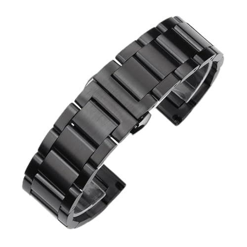 LQXHZ Massives Edelstahl-Uhrenarmband, 18 mm, 20 mm, 22 mm, 24 mm, Faltschließe für Herren, Metall-Ersatzarmband, 24 mm, Achat von LQXHZ