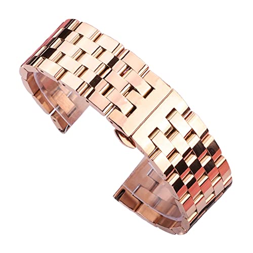 LQXHZ Massives Metall-Uhrenarmband, Silber, Schwarz, Roségold, Poliert, For Herren Und Damen, 316L-Edelstahl-Uhrenarmband, 20 Mm, 22 Mm, 24 Mm (Color : Rose Gold, Size : 20mm) von LQXHZ