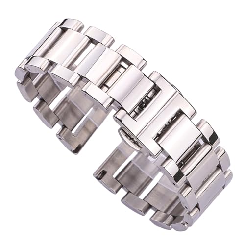 LQXHZ Metall Uhrenarmband Armband Damen Mode Edelstahl Poliert Armband Herren Uhrenarmbänder Uhren Zubehör 20mm 22mm (Color : Silver, Size : 22mm) von LQXHZ