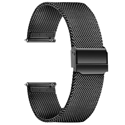 LQXHZ Milan Edelstahl-Mesh-Uhrenarmband, 8–24 Mm, Schnellverschluss-Uhrenarmbänder For Herren Und Damen(Black,19mm) von LQXHZ