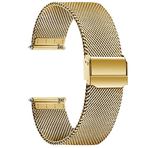 LQXHZ Milan Edelstahl-Mesh-Uhrenarmband, 8–24 Mm, Schnellverschluss-Uhrenarmbänder For Herren Und Damen(Golden,18mm) von LQXHZ