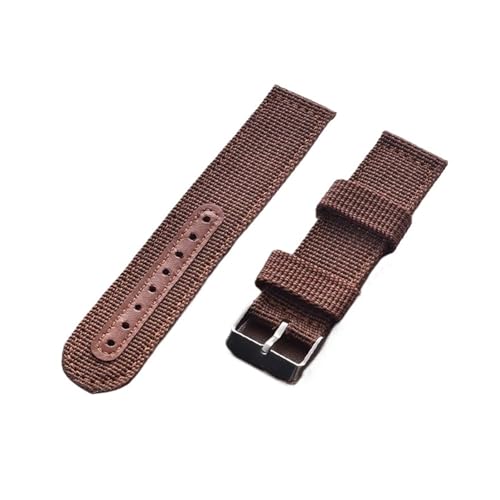 LQXHZ Nylon + Leder Uhrenarmband 18mm 20mm 22mm 24mm Armband Ersatz Stoffarmband Handgelenk BandSport Uhrenzubehör(Coffee,24MM_GOLD) von LQXHZ