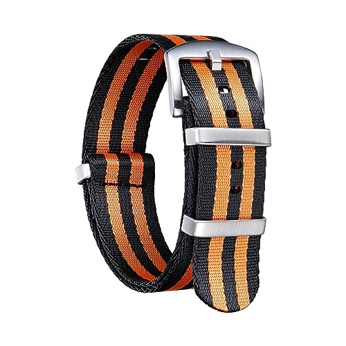 LQXHZ Nylon-Uhrenarmband 18 Mm 20 Mm 22 Mm 24 Mm Dickes Premium-Nylon-Uhrenarmband For Männer Und Frauen, Mehrfarbiges Nato-Stil-Armband (Color : Black-Orange, Size : 18mm) von LQXHZ