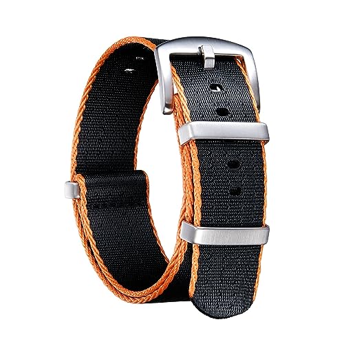 LQXHZ Nylon-Uhrenarmband 18 Mm 20 Mm 22 Mm 24 Mm Dickes Premium-Nylon-Uhrenarmband For Männer Und Frauen, Mehrfarbiges Nato-Stil-Armband (Color : Orange Edge, Size : 18mm) von LQXHZ
