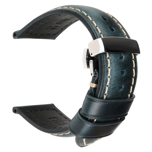 LQXHZ Retro-Uhrenarmband aus echtem Leder, Ölwachs, Rindsleder, 18, 20, 22, 24 mm, für Damen und Herren, Braun, 18 mm, Achat von LQXHZ