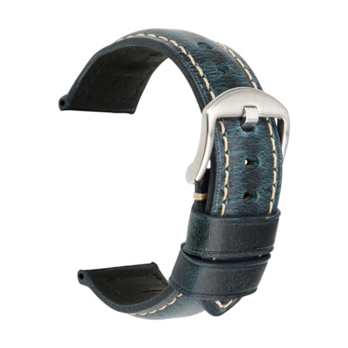 LQXHZ Retro-Uhrenarmband aus echtem Leder, Ölwachs, Rindsleder, 18, 20, 22, 24 mm, für Damen und Herren, Braun, 24 mm, Achat von LQXHZ