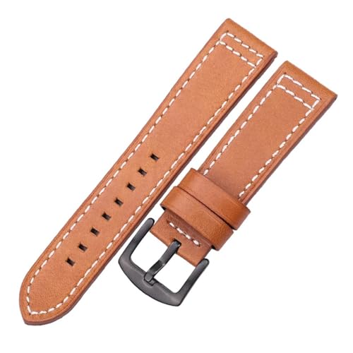 LQXHZ Rindsleder Armband Schwarz Blau Grau Braun Echtes Leder Uhrenarmband Bnad For Frauen Männer Armband(Brown black buckle,20mm) von LQXHZ