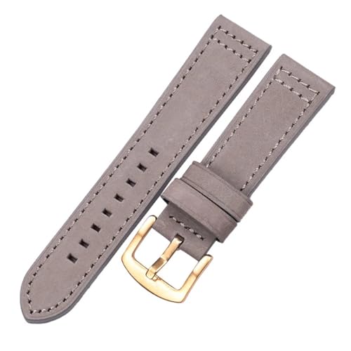 LQXHZ Rindsleder Armband Schwarz Blau Grau Braun Echtes Leder Uhrenarmband Bnad For Frauen Männer Armband(Gray gold buckle,20mm) von LQXHZ