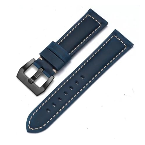 LQXHZ Rindslederarmband 20 22 24 26 Mm Herrenuhrarmband Aus Echtem Leder, Kompatibel Mit Panerai PAM111/441/312 Crazy Horse-Gürtel(Blue Black,20mm) von LQXHZ