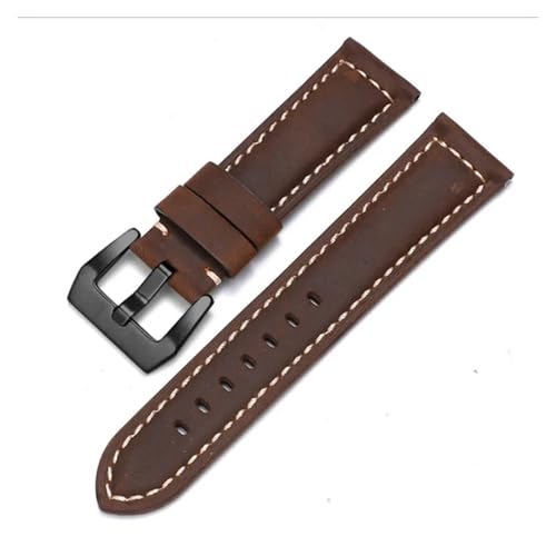 LQXHZ Rindslederarmband 20 22 24 26 Mm Herrenuhrarmband Aus Echtem Leder, Kompatibel Mit Panerai PAM111/441/312 Crazy Horse-Gürtel(DarkBrown Black,26mm) von LQXHZ