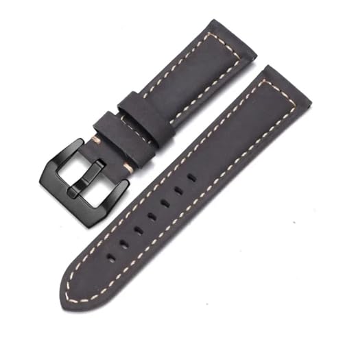LQXHZ Rindslederarmband 20 22 24 26 Mm Herrenuhrarmband Aus Echtem Leder, Kompatibel Mit Panerai PAM111/441/312 Crazy Horse-Gürtel(Gray Black,24mm) von LQXHZ