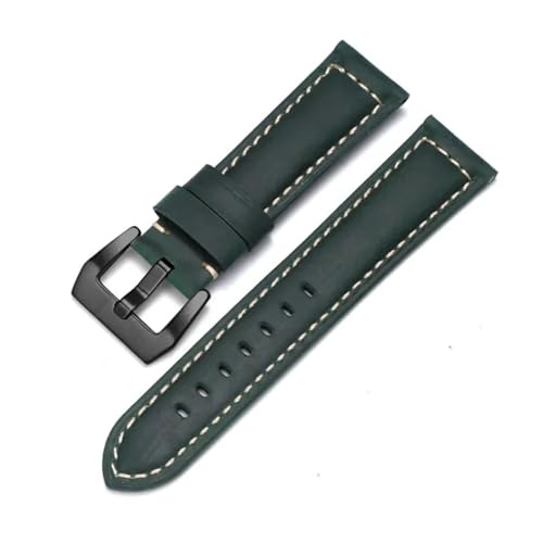 LQXHZ Rindslederarmband 20 22 24 26 Mm Herrenuhrarmband Aus Echtem Leder, Kompatibel Mit Panerai PAM111/441/312 Crazy Horse-Gürtel(Green Black,26mm) von LQXHZ