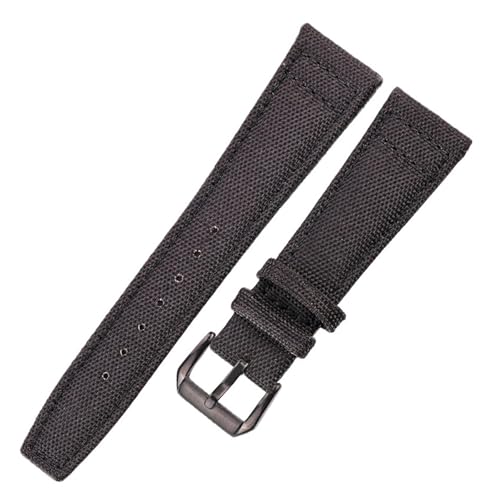 LQXHZ Schwarz Grün Blau Armband Nylon Canvas Lederfutter Uhrenarmband 20mm 21mm 22mm Sport Bequemes Mit Dornschließe(Black Black Buckle,22mm) von LQXHZ